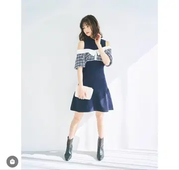 dazzlin 트위드 숏 니트 원피스