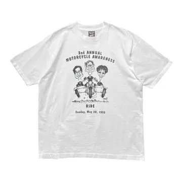구제 의류 USA제 90S 티셔츠 빈티지 모터 사이클 양면 프린트