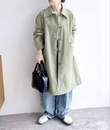 라이트 카키 빅 컬러 코트