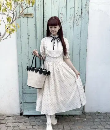 아오키 미사코 시마무라 콜라보 도트 원피스 S