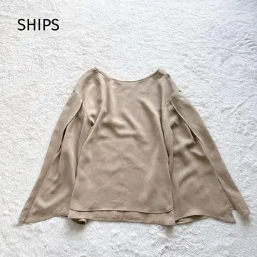 새상품급 SHIPS 드레이프감 블라우스 케이프 카멜 긴팔 베이지 예쁜