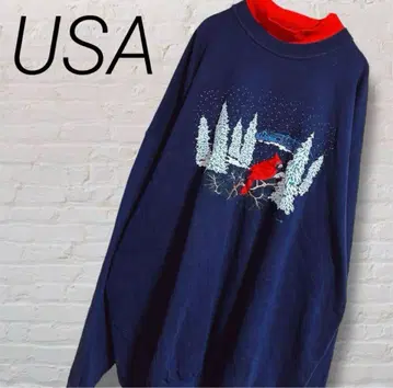 90년대 빈티지 겨울 새 자수 맨투맨 USA 구제 의류 트레이닝복 90s