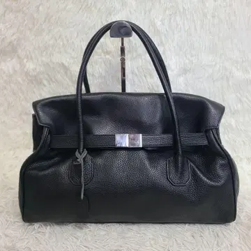 ZARA 토트백 비즈니스 백 가죽 주름 가죽 금장 장식 참 블랙