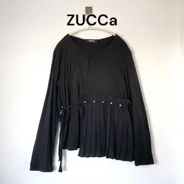 ZUCCa 주카 긴팔 이소재 티셔츠 블랙 플리츠