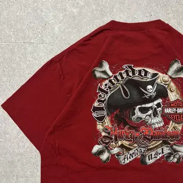 할리 HARLEY DAVIDSON 티셔츠 백 프린트 레드 XL