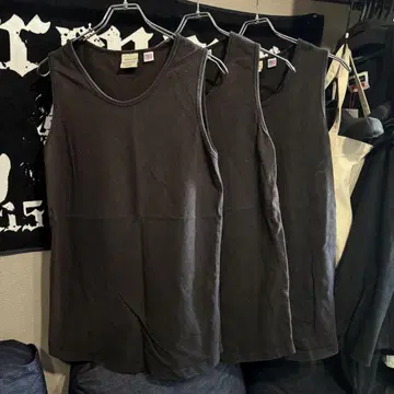 Goodwear USA 코튼 롱 기장 탱크탑 블랙 3개 세트 M