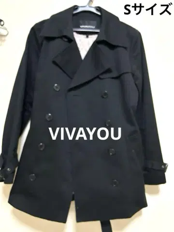 VIVAYOU 여성용 블랙 트렌치코트 벨트 포함 S 사이즈