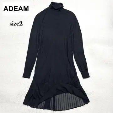 ADEAM 실크 얇은 소재 니트 원피스 백 플리츠 터틀넥 2