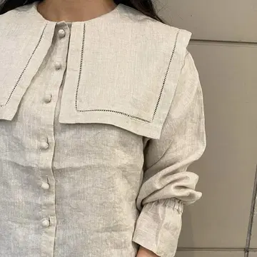 SM2 요코하마 포르타점 한정판 린넨 세일러 카라 블라우스 베이지