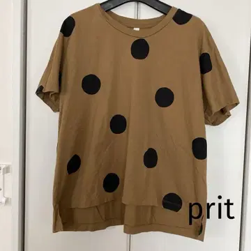 prit 카멜 도트 무늬 반팔 티셔츠