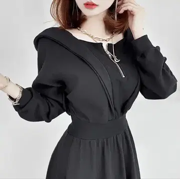 후드 지퍼 후드티 원피스