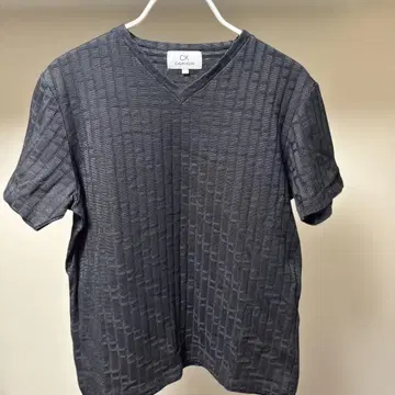 CALVIN KLEIN 텍스처 블랙 티셔츠 L