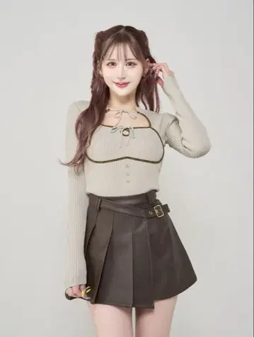 Darich 프론트 오픈 리브 니트 탑 IVO