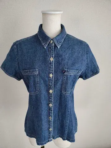 폴로 청바지 랄프 로렌 데님 셔츠 반팔 M 인디고 블루