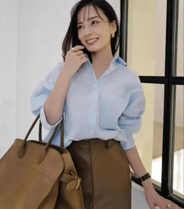 택 포함 새상품 Anuance 스탠드 카라 셔츠