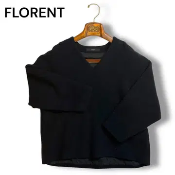 FLORENT 블랙 V넥 니트 스웨터 울 큐프라 일본제