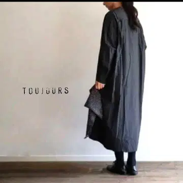 TOUJOURS 트윌 세일러 셔츠 드레스 블랙