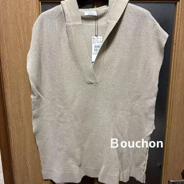 Bouchon 썸머 니트 9호 민소매 베이지 후드 포함 야마다야