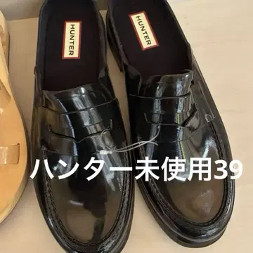 HUNTER 블랙 로퍼 스타일 샌들 UK6 24.5