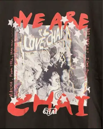 CHAI 티셔츠 밴딩 티 CHAI와 사요나라 바이스 미 블랙 티셔츠