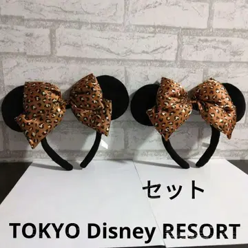 디즈니 머리띠 레오파드 무늬 미니 레오파드 브라운 브라운 리본
