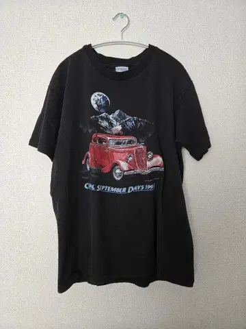 90's 빈티지 USA제 클래식 카 티셔츠 페이드 블랙 XL
