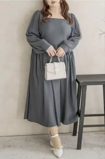 CLETTTE 그레이 긴팔 롱 원피스