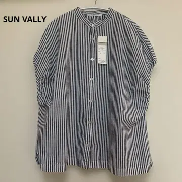 SUN VALLEY 새상품 밴드 카라 돌먼 블라우스