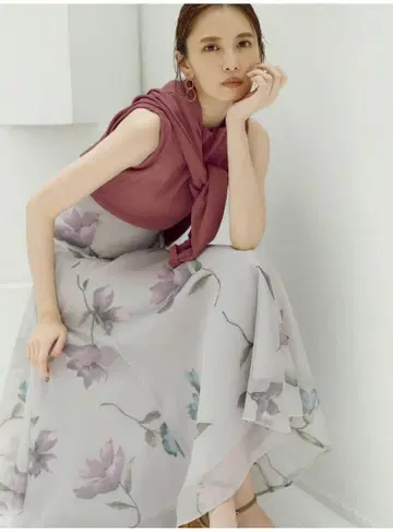 마이 스트라다 오팔 플라워 플레어 스커트
