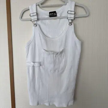 JEAN PAUL GAULTIER JEANS 리브 탱크탑 화이트