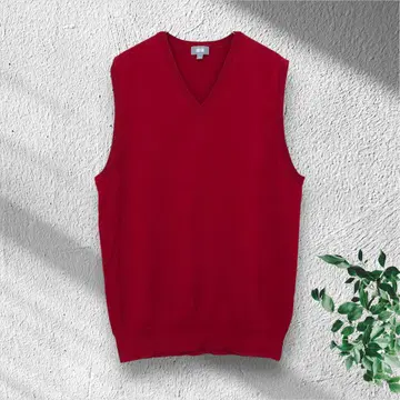 유니클로 UNIQLO 울 니트 베스트 V넥 [L] 빨간색 남성용