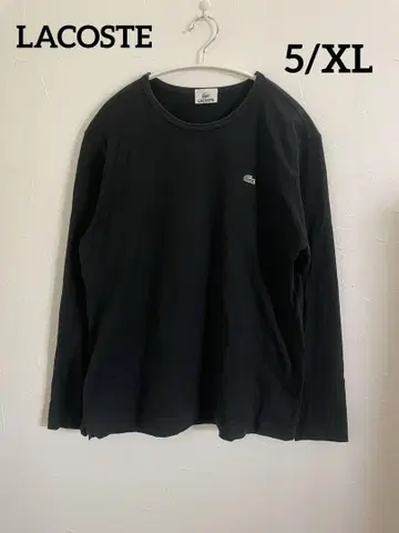 라코스테 남성용 롱 T 컷 티셔츠 긴팔 티셔츠 블랙 5 XL