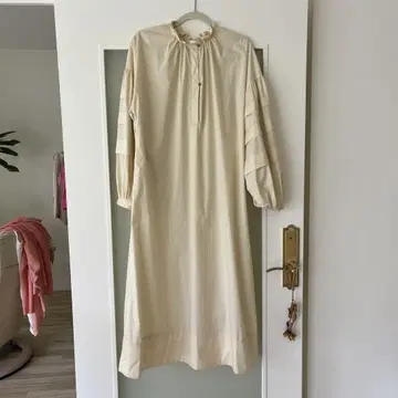 아이보리 벌룬 슬리브 원피스 L 사이즈 베이지, 아이보리