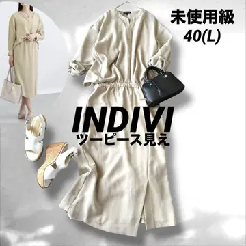 INDIVI 이지케어 UV 케어 투피스 세련된 원피스 베이지 L