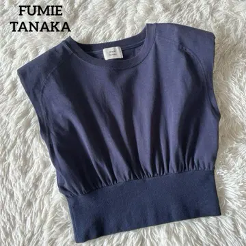 FUMIE TANAKA 후미에 타나카 파워 숄더 슬리브리스 네이비