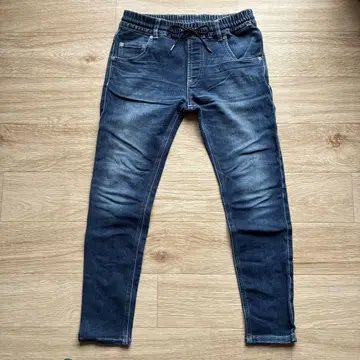 로데오 크라운 다크 블루 스키니 XS 조거 팬츠 데님 허리밴딩