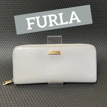 FURLA 훌라 라운드 지퍼 장지갑 라이트 그레이 메탈 로고