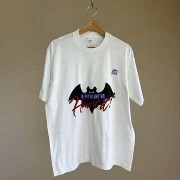 90s USA제 화이트 박쥐 프린트 티셔츠 XL 사이즈 빈티지