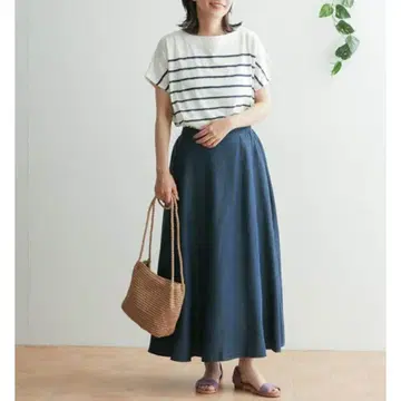 어반 리서치 도어스 리요셀 데님 플레어 스커트 네이비 프리 사이즈