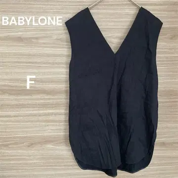 BABYLONE [F] 블랙 V 넥 슬리브리스 린넨