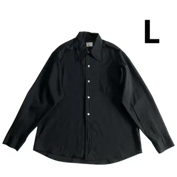 70s USA제 DONLIN 코튼 폴리 셔츠 L 블랙 무지 롱 포인트