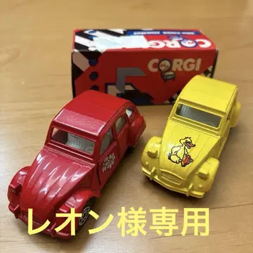 Corgi 시트로엥 2CV 미니카 빨간색 노랑 세트