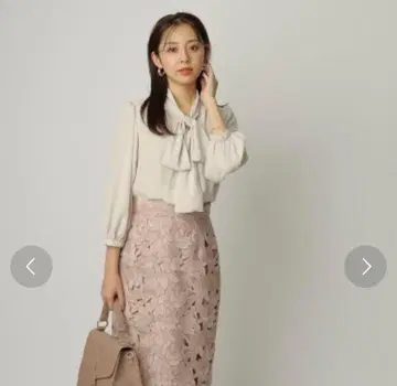 저스길리티 7부 소매 보타이 블라우스