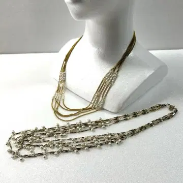 골드 실버 목걸이 다층 디자인 약 60cm 2개