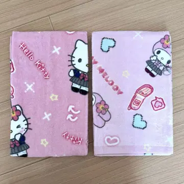 헬로키티 마이멜로디 헤이세이 갸루 페이스 타월 헤이세이 갸루 키티