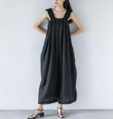 yuw 프릴 린넨 살로펫 블랙