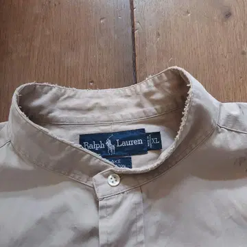 Ralph Lauren 베이지 프릴 긴팔 셔츠 XL