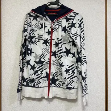 토미걸 tommy girl 로고 별 패턴 후드티 W 지퍼 헤이세이 갸루