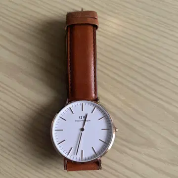 Daniel Wellington 아날로그 손목시계 화이트/브라운