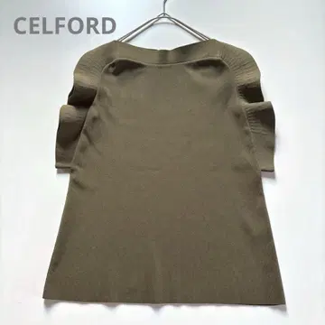 CELFORD 셀포드 서클 프릴 풀오버 니트 카키